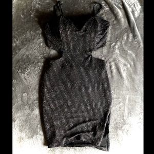 Black Shimmer Cut Out Dress